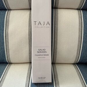 TAJA Collection Salad Servers - Cream and Blue